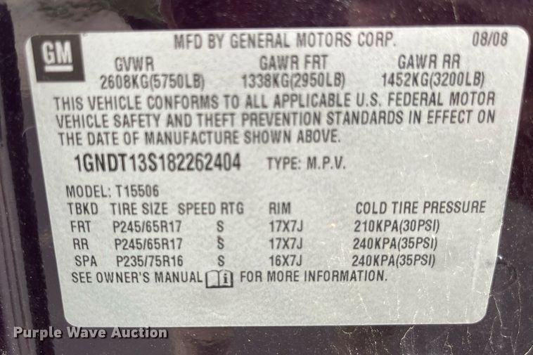 image for item DP0488 2008 Chevrolet TrailBlazer LT  SUV