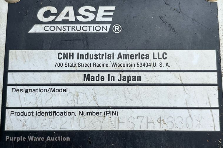 image for item DP0491 2017 Case CX210D  excavator