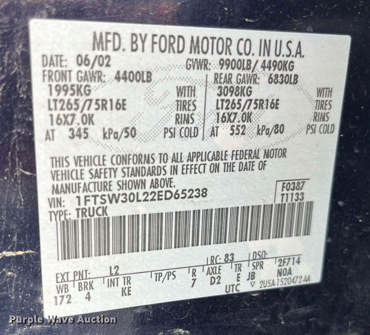 image for item DP0493 2002 Ford F350 Super Duty XL  Crew Cab pickup truck