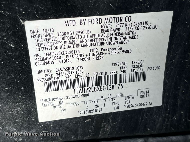 image for item DP0498 2014 Ford Taurus Police Interceptor