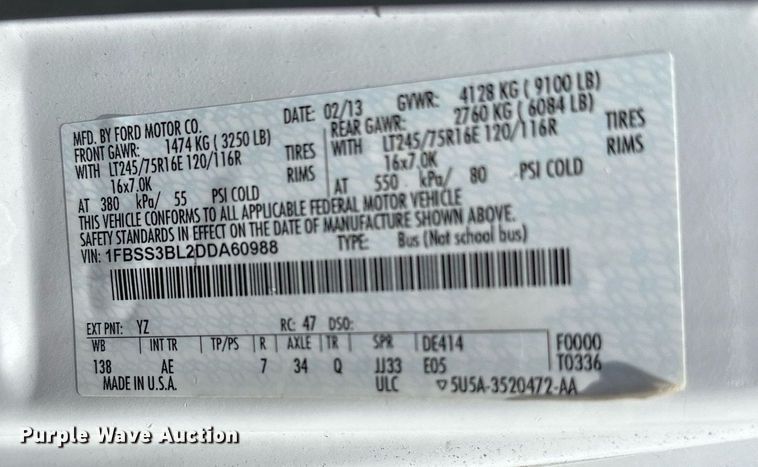 image for item DP3110 2013 Ford E350 Super Duty  van