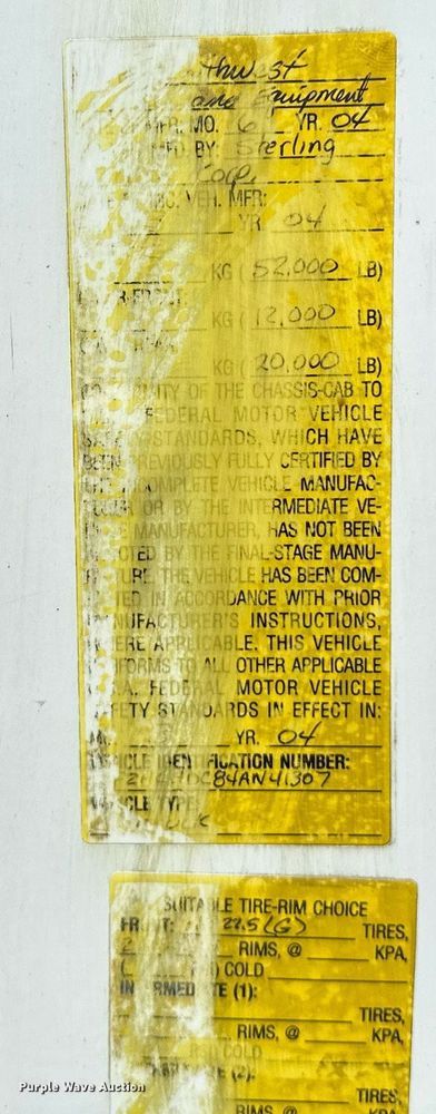 image for item DP3124 2004 Sterling Acterra  dump truck