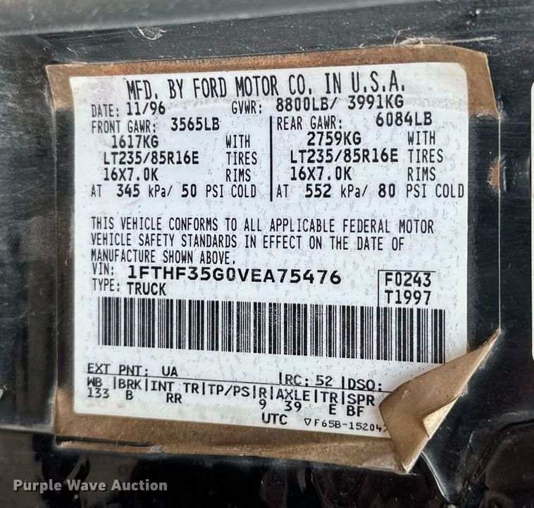 image for item DP3162 1997 Ford F350  utility bed pickup truck