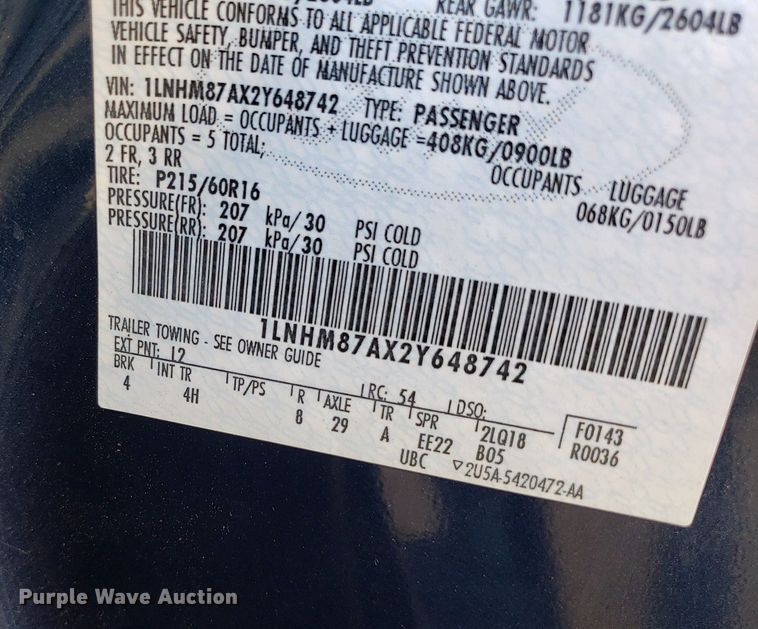 image for item DP7902 2002 Lincoln LS