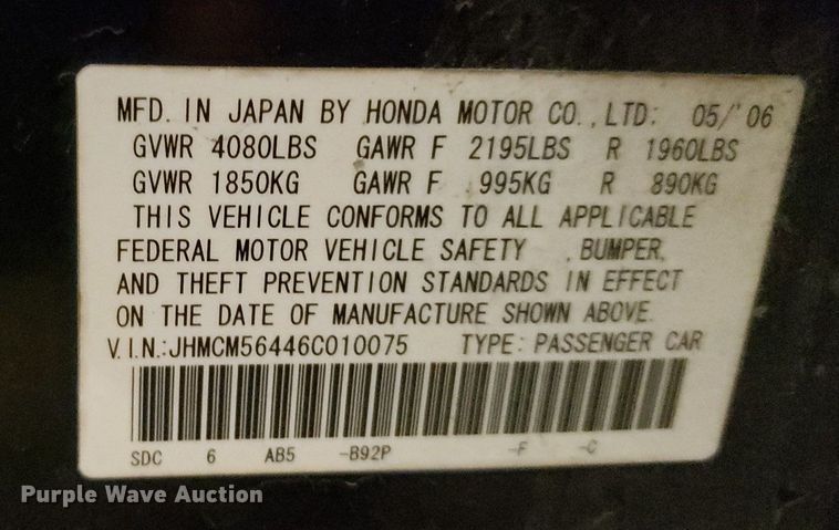 image for item DP7903 2006 Honda Accord