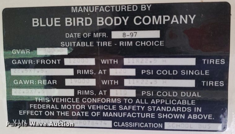 image for item DP7910 1998 Blue Bird  school bus