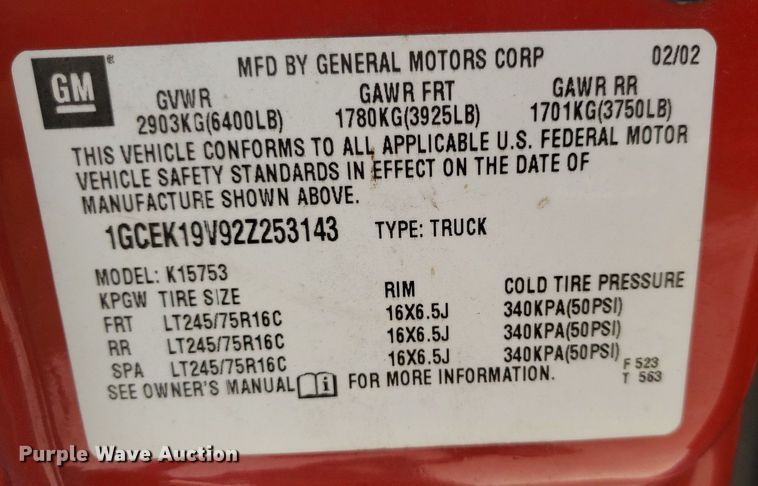 image for item DP7924 2002 Chevrolet Silverado 1500  Ext. Cab pickup truck