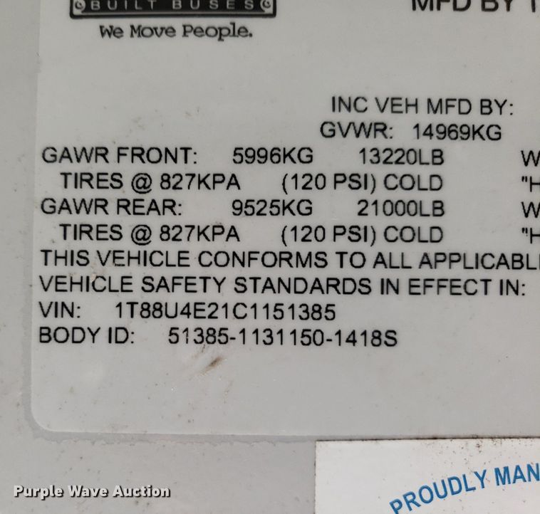 image for item DP7971 2012 Thomas Built 1418S  school bus