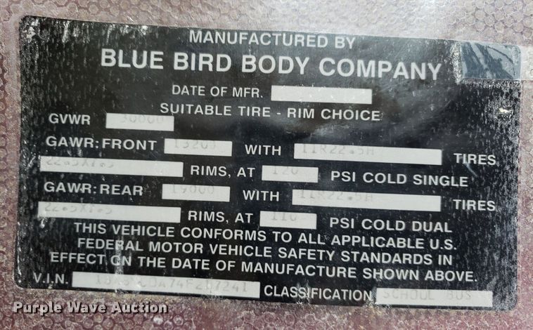 image for item DP7972 2004 Blue Bird All American FE  school bus