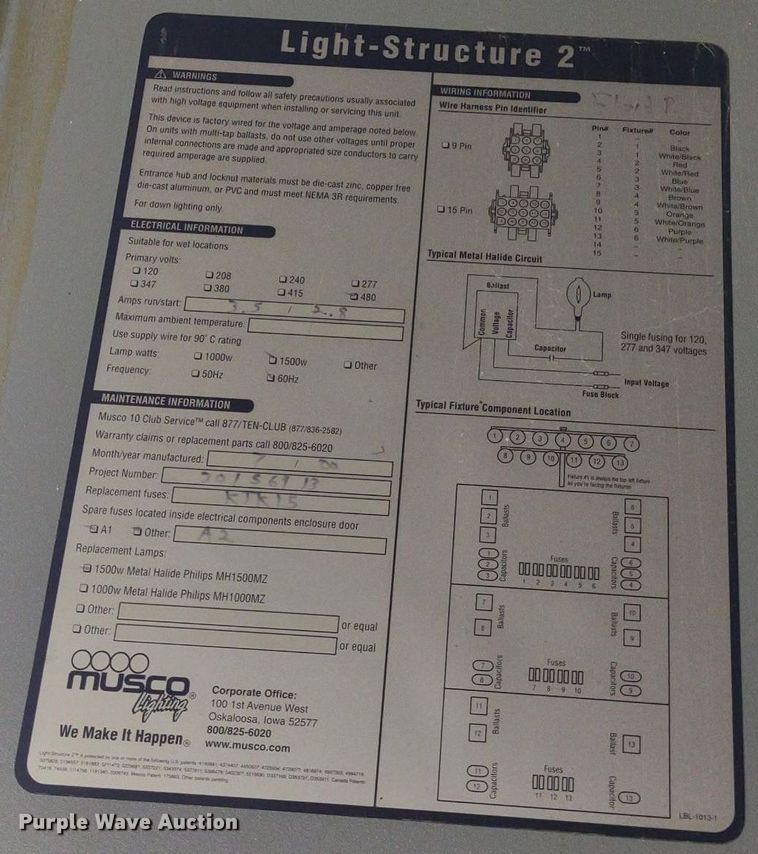 image for item DQ1719 Approximately 50 Musco stadium light