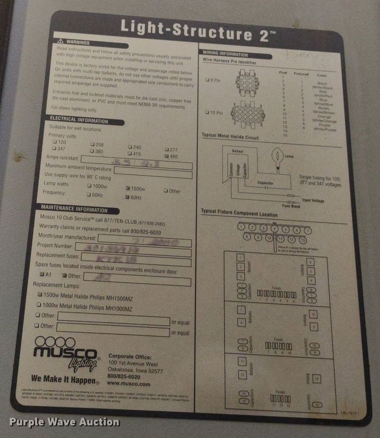 image for item DQ1719 Approximately 50 Musco stadium light