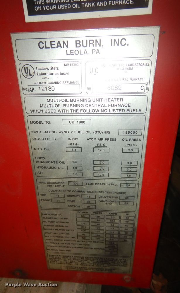 image for item IB9873 Oil burning furnace
