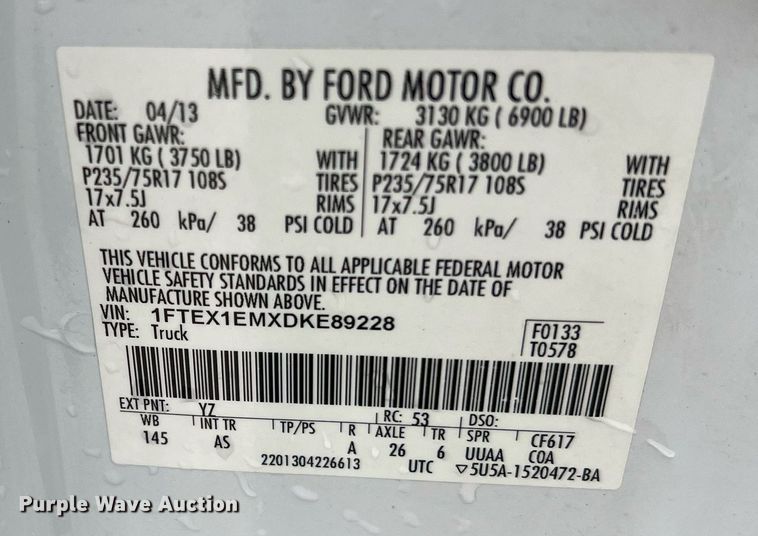 image for item II9023 2013 Ford F150 XL  SuperCab pickup truck