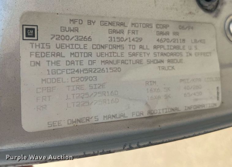 image for item II9106 1994 Chevrolet C2500  pickup truck