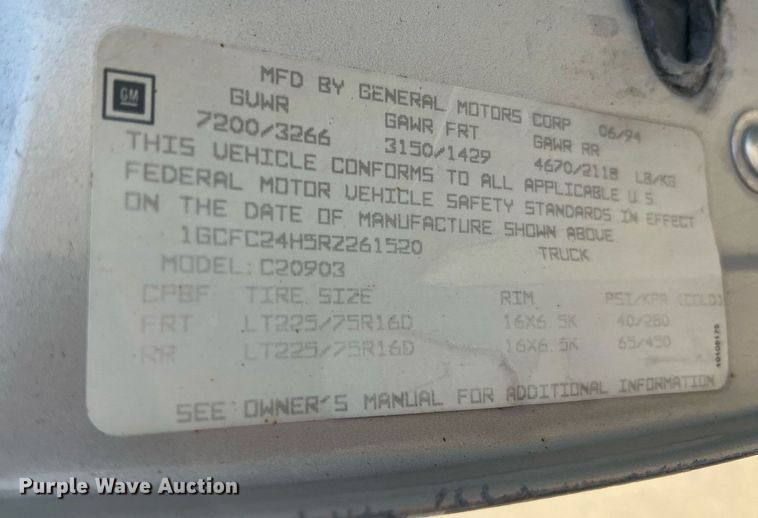 image for item II9106 1994 Chevrolet C2500  pickup truck