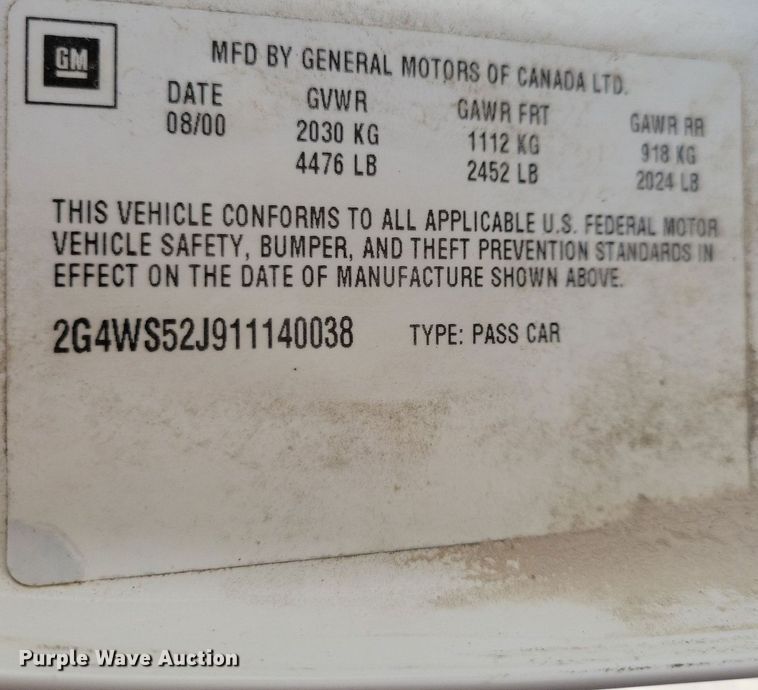 image for item JO9162 2001 Buick Century Custom