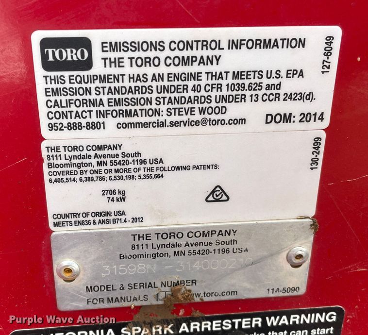 image for item KM9924 2014 Toro Groundmaster 5900  lawn mower