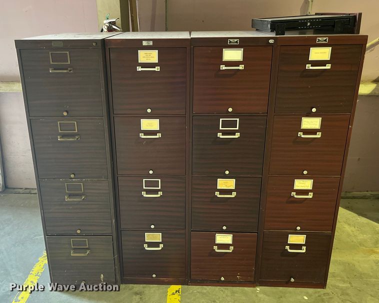 image for item LA9956 (4) GF four drawer metal filing cabinets