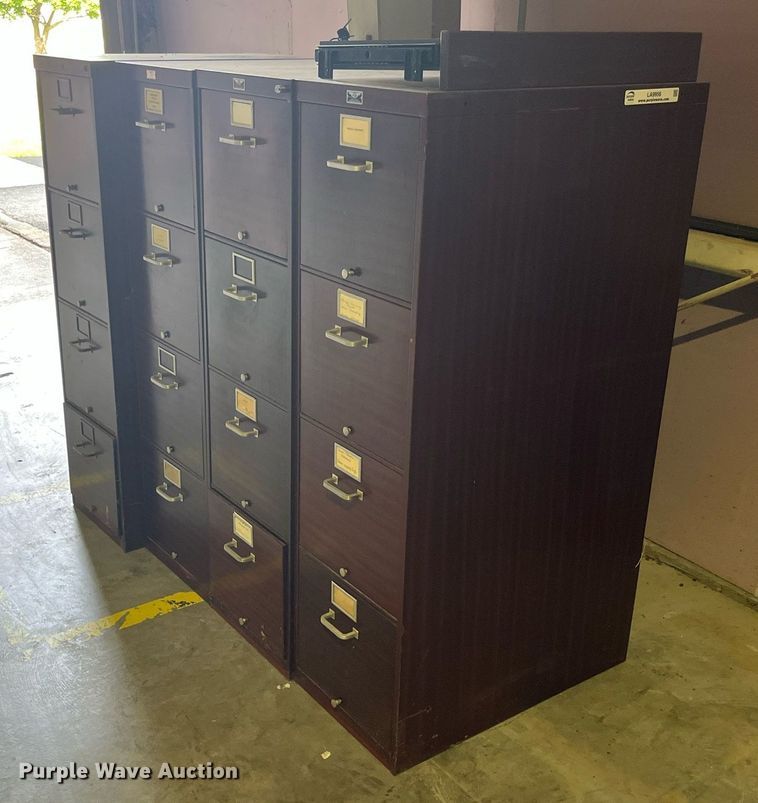image for item LA9956 (4) GF four drawer metal filing cabinets