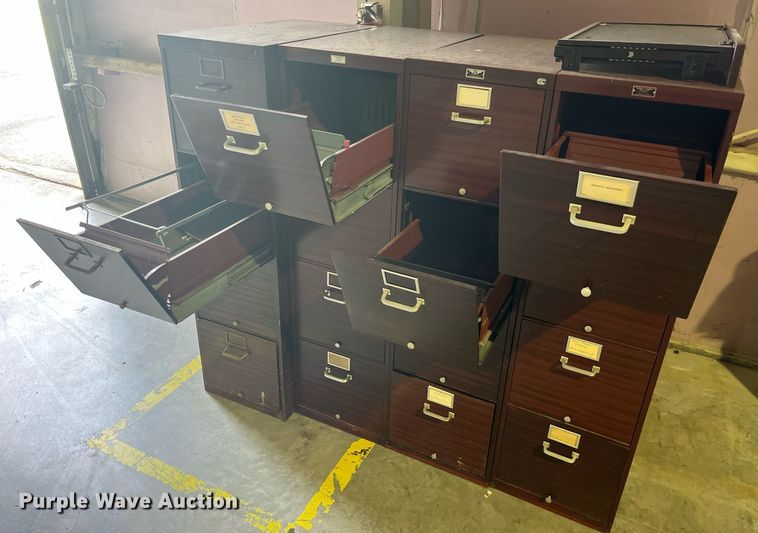 image for item LA9956 (4) GF four drawer metal filing cabinets