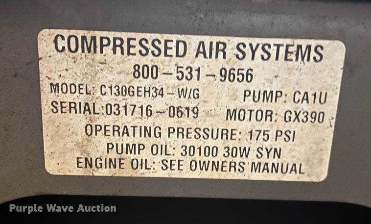 image for item LB9322 Compressed Air Systems C130GEH34-W/G  air compressor