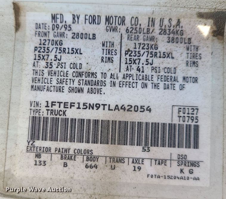 image for item LE9128 1996 Ford F150  pickup truck