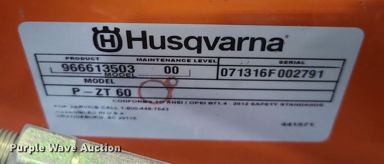 image for item LE9130 Husqvarna PZT60  ZTR lawn mower