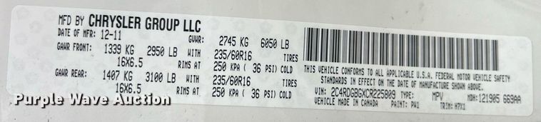 image for item LG9177 2012 Dodge Grand Caravan  van