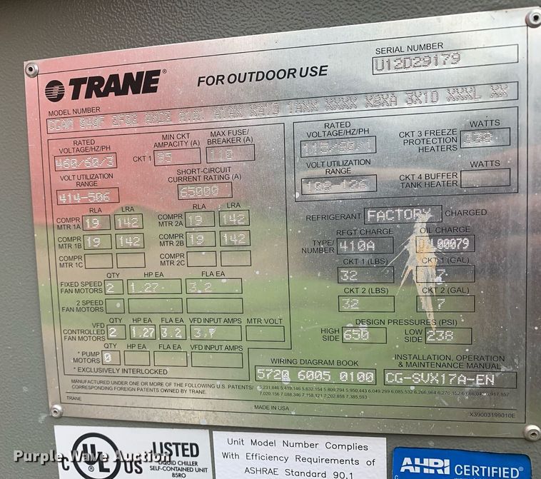 image for item LH9630 Trane  chiller