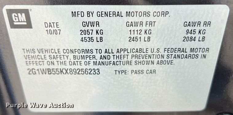 image for item LI9709 2008 Chevrolet Impala LS