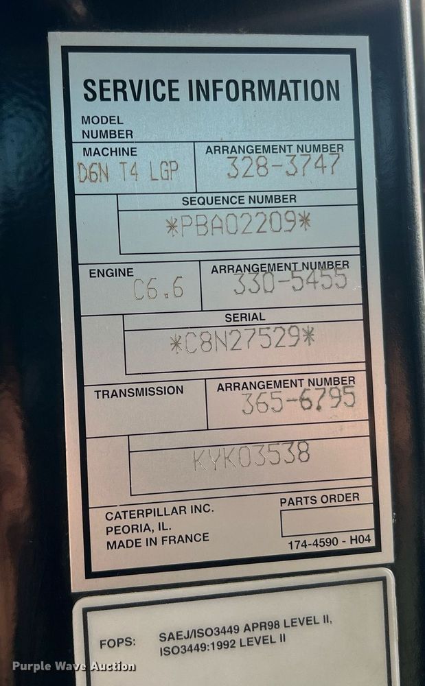image for item LI9775 2014 Caterpillar D6N LGP  dozer