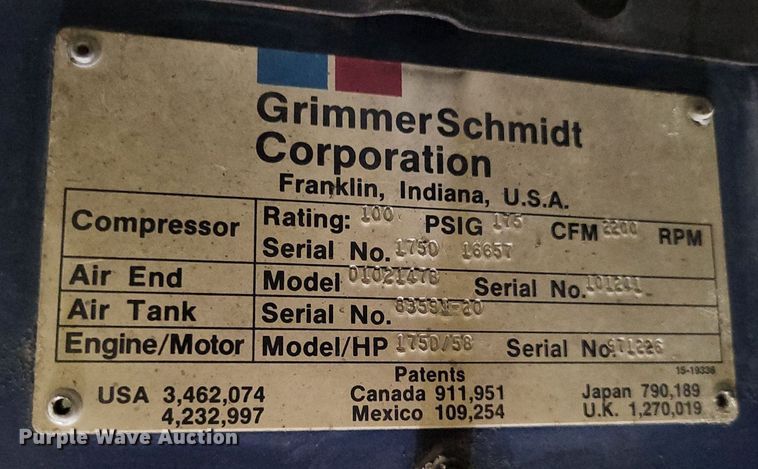 image for item LR9264 Grimmer Schmidt 175D  air compressor