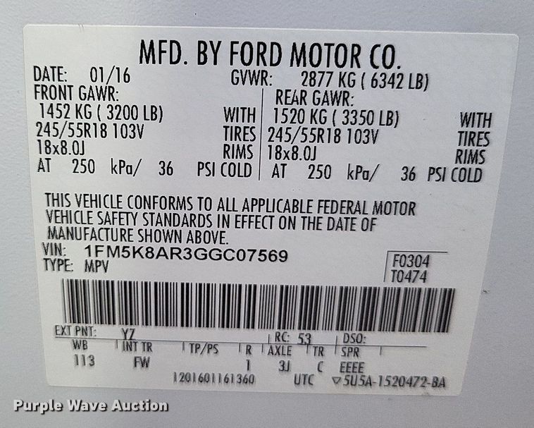 image for item LR9269 2016 Ford Explorer Police Interceptor  SUV