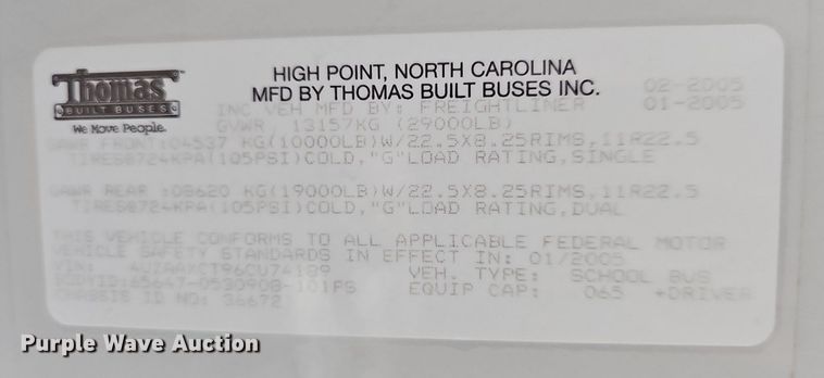 image for item LW9649 2006 Thomas  school bus