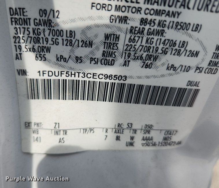 image for item LX9626 2012 Ford F550 Super Duty XL  dump flatbed truck