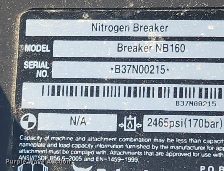 image for item LX9633 2018 Bobcat Breaker NB160  breaker