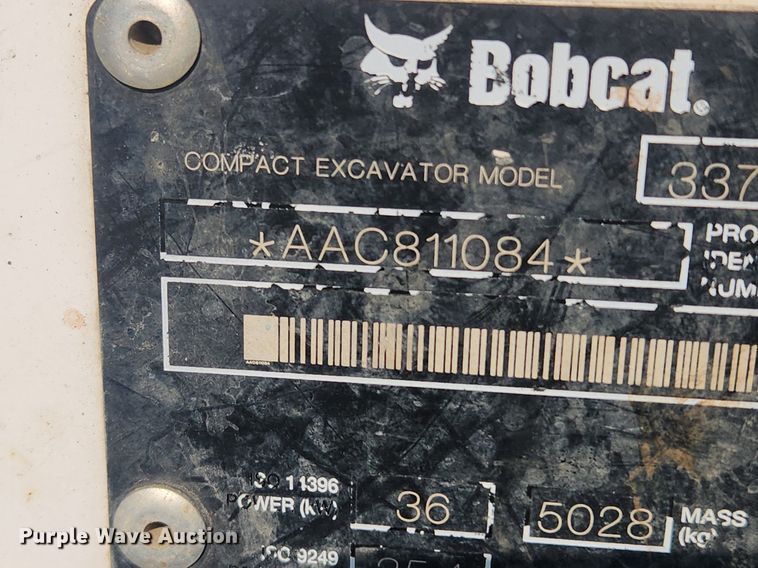 image for item LX9634 2008 Bobcat 337G  mini excavator