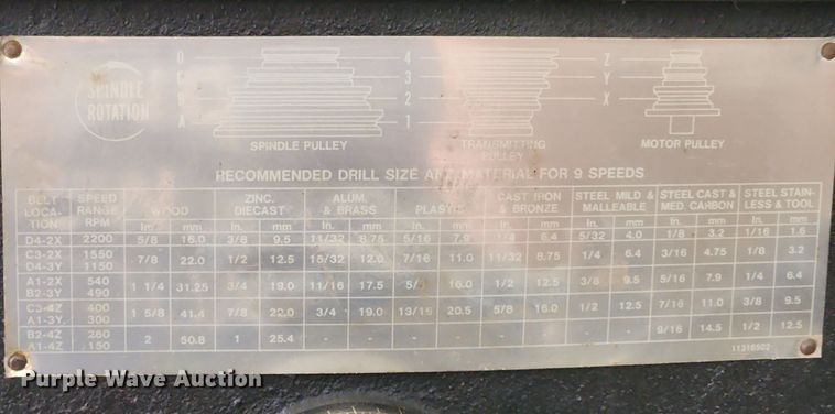 image for item LX9654 Dayton 3Z919B  drill press