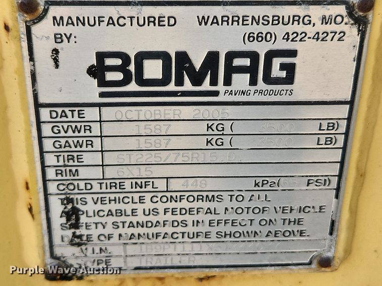 image for item LX9657 2005 Bomag Pro Tack TW250  melter applicator