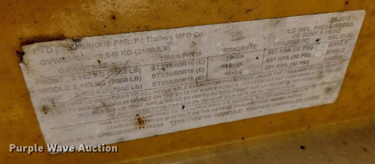 image for item LX9663 2010 PJ CC243  equipment trailer