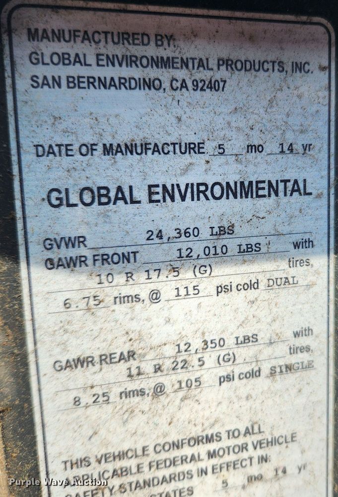 image for item LX9687 2014 Global M3  street sweeper truck