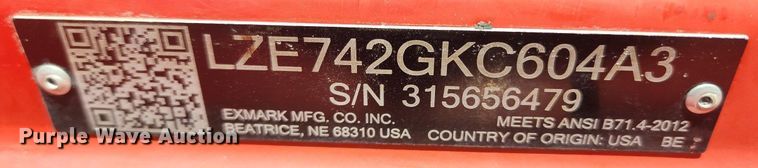 image for item LX9692 Exmark E-Series ZTR lawn mower