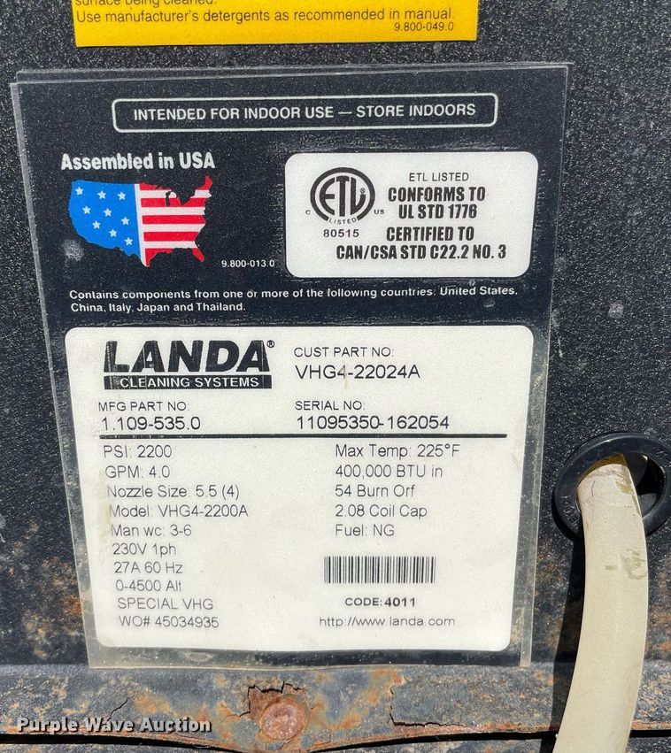 image for item LY9632 (2) Landa VHG4-2200 pressure washers
