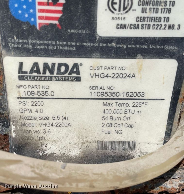 image for item LY9632 (2) Landa VHG4-2200 pressure washers