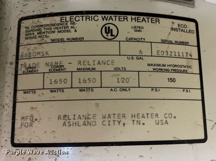 image for item LY9662 (2) electric water heaters