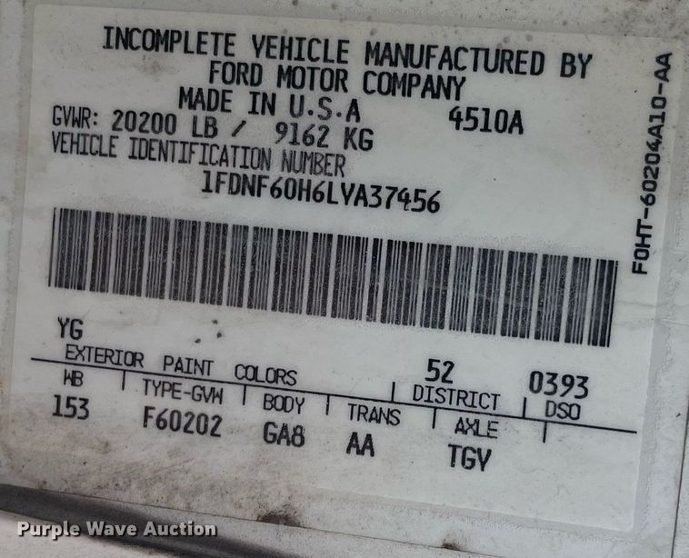 image for item LY9666 1990 Ford F600  fuel truck