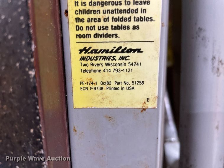 image for item LY9766 (7) Hamilton Industries folding lunchroom tables