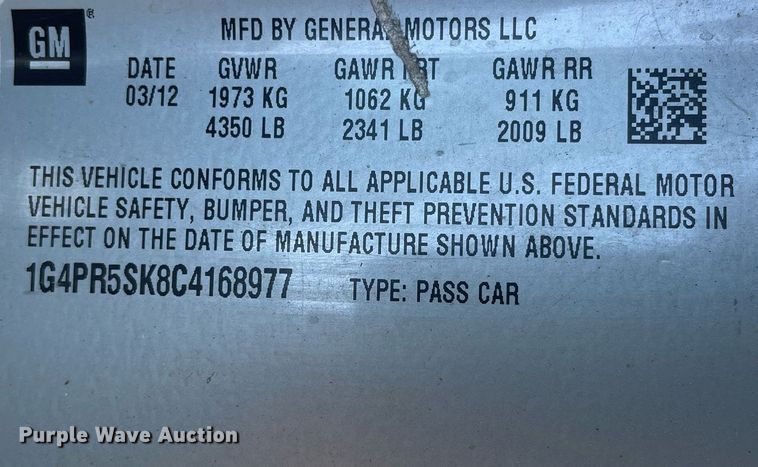 image for item ME9857 2012 Buick Verano