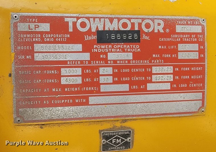 image for item ML9389 Towmotor 502SLP5024  forklift