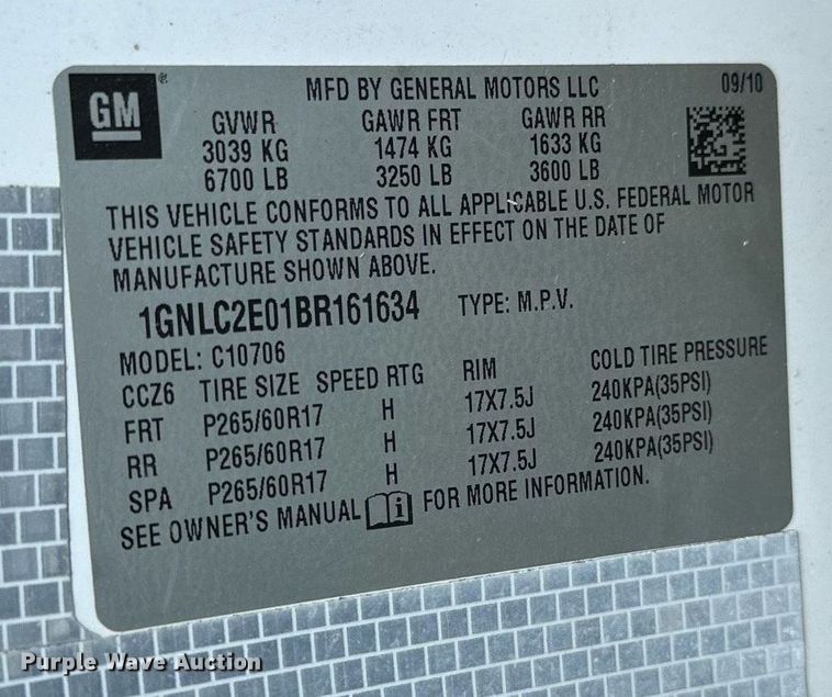 image for item OG9056 2011 Chevrolet Tahoe Police  SUV